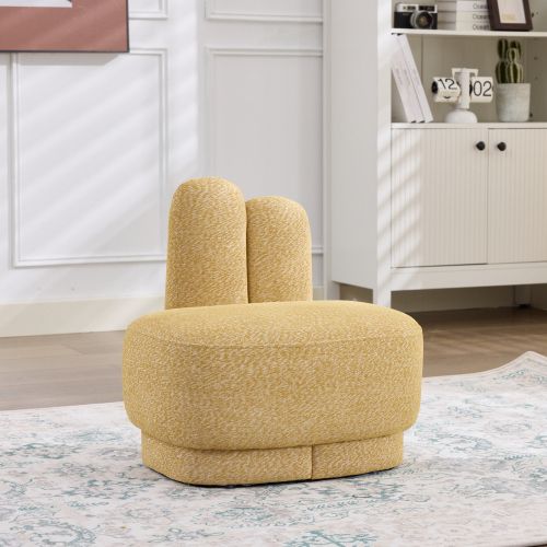 Pouf En Forme De Lapin, Tissu Doux, Assise Rembourrée, Jaune