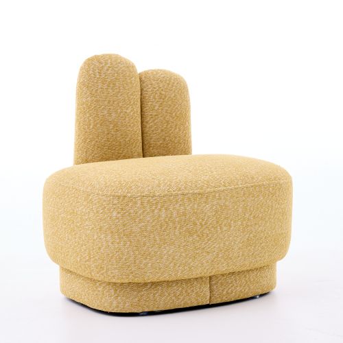 Pouf En Forme De Lapin, Tissu Doux, Assise Rembourrée, Jaune