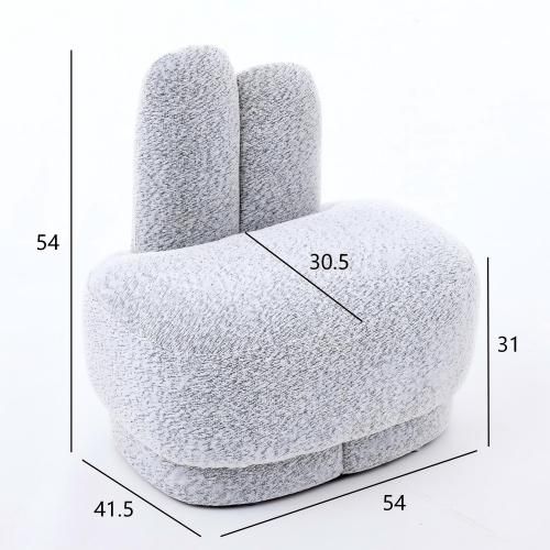 Pouf En Forme De Lapin, Revêtement Tissu, Gris-blanc