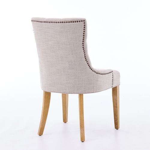 Lot De 2 Chaises De Salle à Manger, Tissu Rembourré, Pieds En Chêne, Beige
