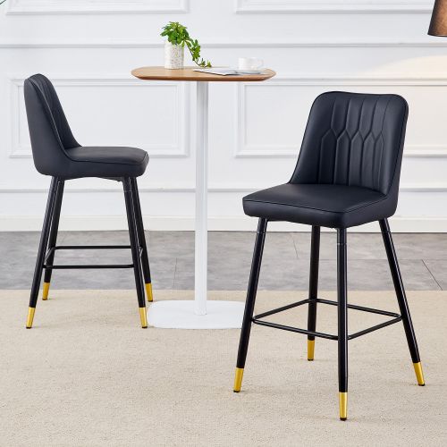 Lot De 2 Tabourets De Bar 100 Cm, Revêtement Pu, Pieds Métal, Noir