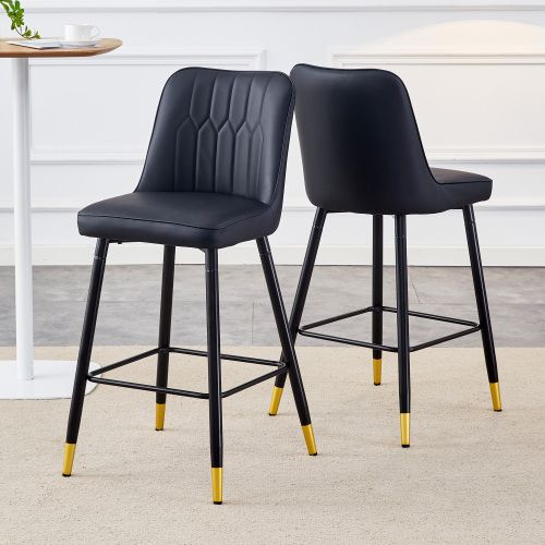 Lot De 2 Tabourets De Bar 100 Cm, Revêtement Pu, Pieds Métal, Noir