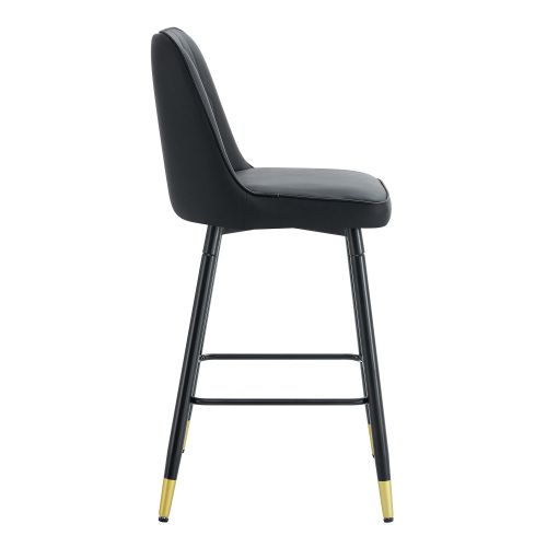 Lot De 2 Tabourets De Bar 100 Cm, Revêtement Pu, Pieds Métal, Noir