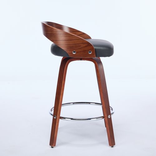 Lot De 2 Tabourets De Bar Pivotants, Dossier Bas, Assise Rembourrée, Noir