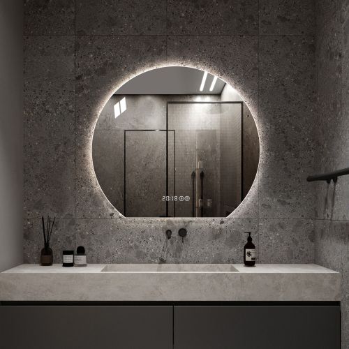Miroir De Salle De Bain Rond 80 Cm Avec Éclairage LED, Anti-buée Et Intensité Réglable