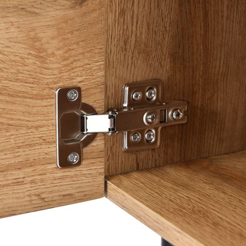 Meuble TV Design LED Multicolore Avec Rangement Ouvert Pieds Métal Modernes Naturel