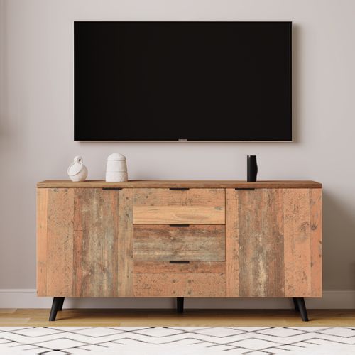 Meuble TV Buffet Moderne Avec 3 Tiroirs Et 2 Portes, Étagères Ajustables, Rangement Pour Salon