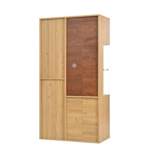 Vitrines Bibliothèques Avec Éclairage LED 15 S Et Étagères En Verre - 78x40x150 Cm - Naturel