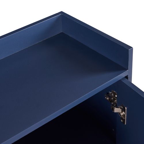 Buffet Design Contemporain 4 Portes  - Bahut De Rangement En Mdf - Bleu - 120x30x80 Cm