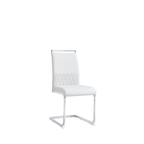 Chaises De Salle à Manger - Lot De 2 Chaises - Simili Et Lin Blanc - Dossier à Rayures - Métal