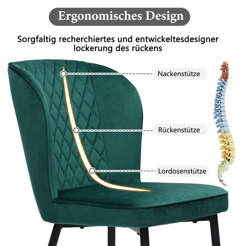 Chaises De Salle à Manger - Lot De 4 Chaises Modernes - Pieds Métalliques - Velours Vert Foncé