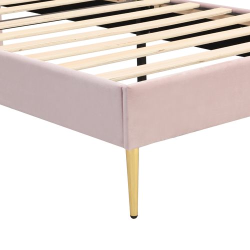 Lit Enfant 90x200 Cm - Lit Capitonné Avec Tête Coquillage Réglable - Sommier - Velours - Rose