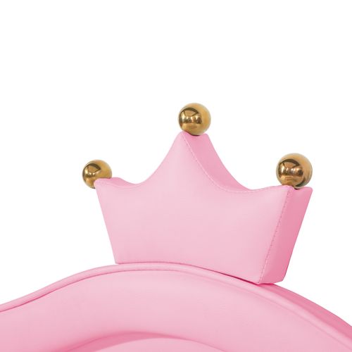 Lit Double 140x200 Cm - Lit Enfant Capitonné Avec LED Et Cadre Pu Couronne Pour Fille - Rose