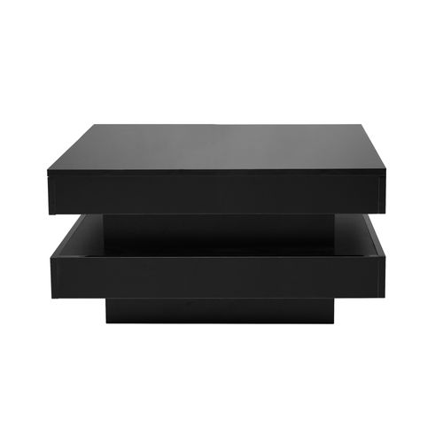 Table Basse Carrée Avec Éclairage LED Multicolore, Panneaux De Particules, 70×70×36 Cm, Noir