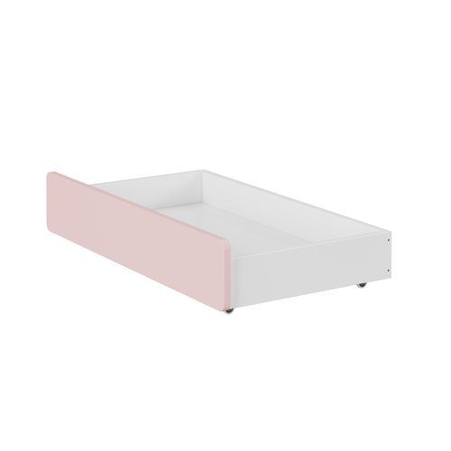 Lit Enfant 90x190 Cm - 2 Tiroirs - Sommier à Lattes - Lit Simple Chambre Fille - Mdf - Rose