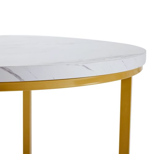 Ensemble Table Et Chaises De Salle à Manger - Table 4 Personnes - Velours - Pieds Dorés -mdf Blanche