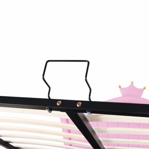 Lit Coffre 140x200 Cm - Lit Enfant Capitonné Avec LED Et Rangement Hydraulique - Pu/mdf - Rose