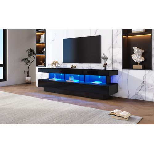 Meuble TV Moderne Avec Lumières LED Et Contrôle Bluetooth, Design Élégant Pour Salon