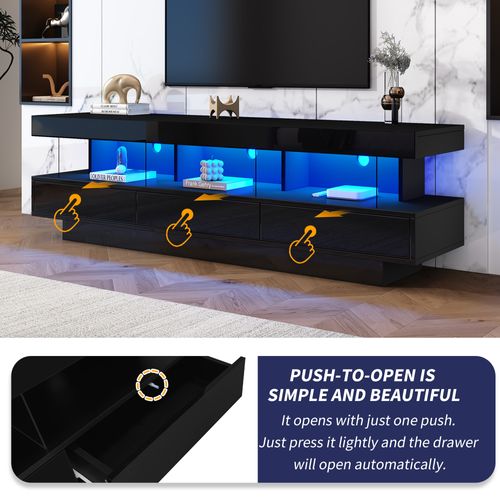 Meuble TV Moderne Avec Lumières LED Et Contrôle Bluetooth, Design Élégant Pour Salon