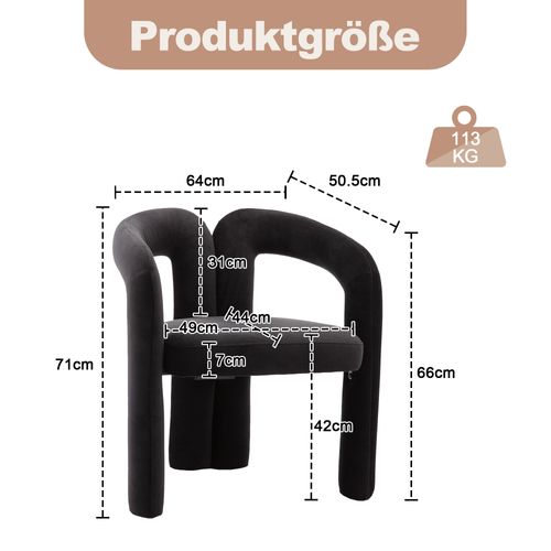 Chaises De Salle à Manger - Lot De 2 Chaises En Velours Avec Accoudoirs - Bois - Assise Mousse -noir