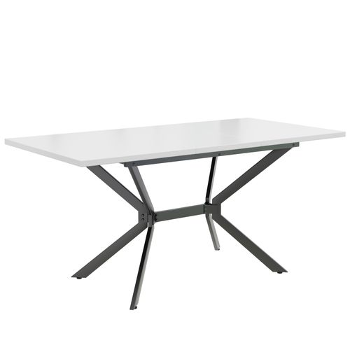 Table à Manger Extensible - Plateau Rectangulaire - Design Moderne - Mdf - Métal - Blanc