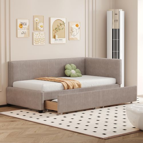 Lit Banquette 90x200 Cm - Lit Avec Rangement Et Sommier à Lattes - Velours Gris