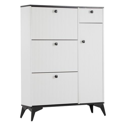 Meuble à Chaussures - Armoire Basculante - Tiroir Et Porte - Meuble De Rangement Moderne - Blanc