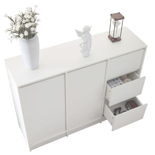 Meubles à Chaussures - Portes Et Tiroirs - Rangement Avec Étagères Ajustables - Mdf - Blanc