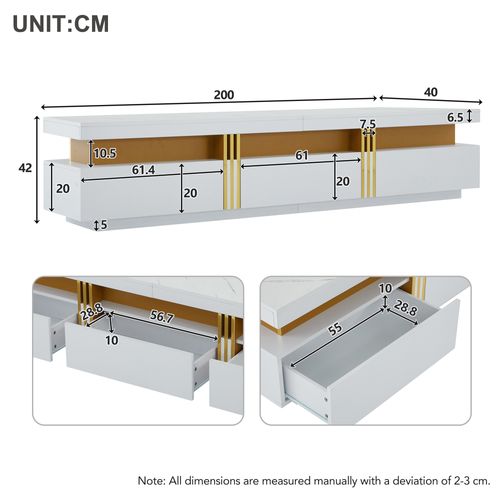 Ensemble Meuble TV - Meuble TV Et Table Basse Assortie - 3 Tiroirs Et 2 Tiroirs - Moderne - Blanc