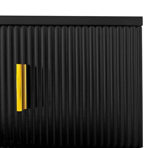 Buffet Avec Tiroirs Et Portes, Rangement Pratique, Mdf, Finitions Dorées, Noir