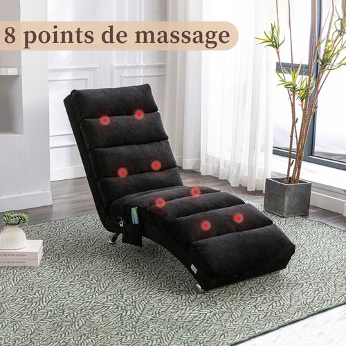 Fauteuil Massant Électrique Relax, 5 Programmes De Massage, Capacité 250 Kg – Noir