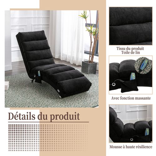 Fauteuil Massant Électrique Relax, 5 Programmes De Massage, Capacité 250 Kg – Noir