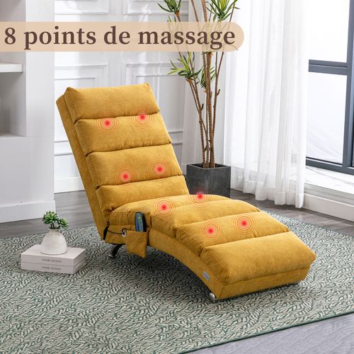 Fauteuil Massant Électrique Relax, 5 Programmes De Massage, Capacité 250 Kg – Jaune Moutarde