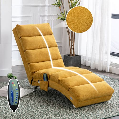 Fauteuil Massant Électrique Relax, 5 Programmes De Massage, Capacité 250 Kg – Jaune Moutarde