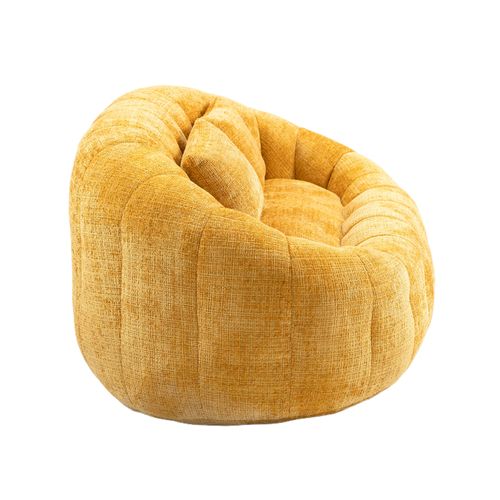 Fauteuil Pouf Cocooning Rembourrage Mousse Coussins Inclus Sans Montage Jaune
