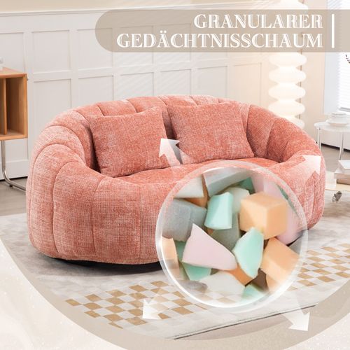 Fauteuil Pouf Cocooning Rembourrage Mousse Coussins Inclus Sans Montage- Rose