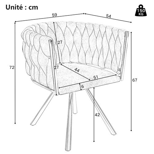 Chaises Pivotantes - Lot De 2 Fauteuils Modernes En Velours - Pieds Métalliques Dorés - Beige