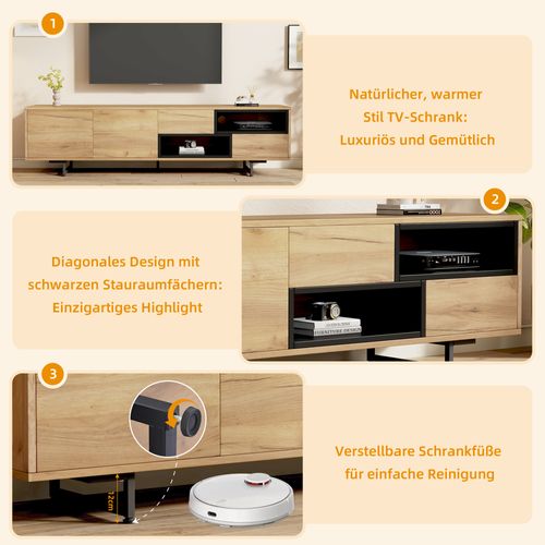 Meuble TV Avec Rangement Ouvert Pratique, Support 30 Kg, Panneau De Particules