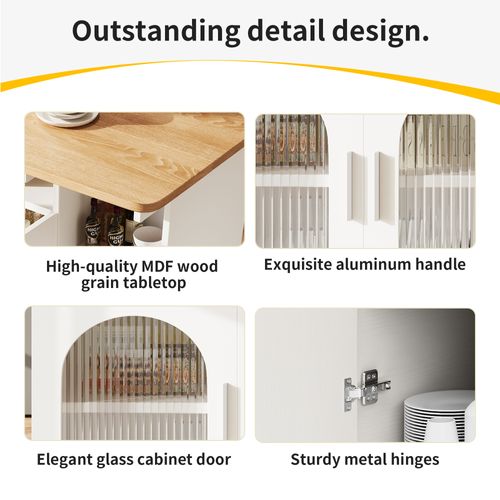 Îlot De Cuisine - Chariot Mobile - Plan De Travail Effet Bois - Rangement Multifonction - Mdf -blanc