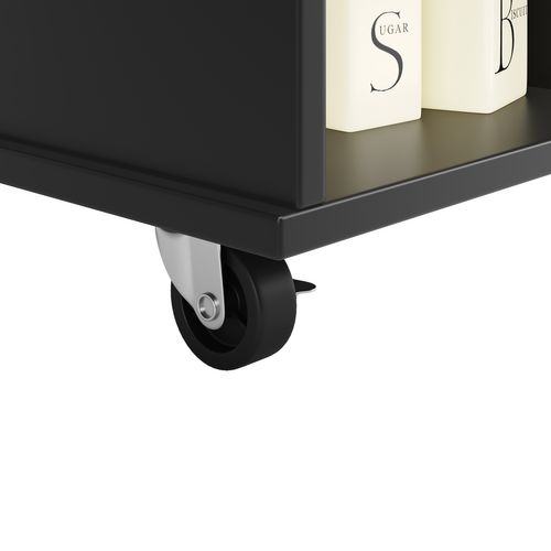 Îlot De Cuisine Design Avec Rangements Étagères Amovibles Portes Et Plan De Travail - Mdf - Noir