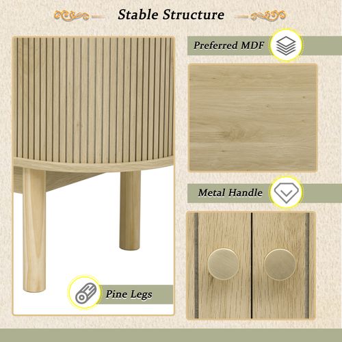 Buffet Vintage - 2 Portes Coulissantes - Rangement - Étagères Réglables - Mdf - Bois Naturel