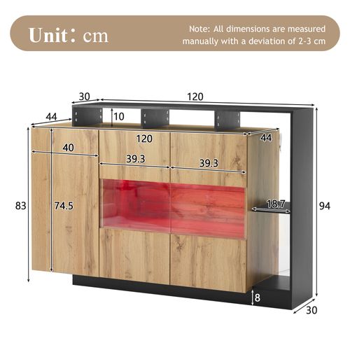 Buffet LED Fonctionnel - Meuble De Salon Avec Éclairage Et Contrôle Bluetooth - Naturel