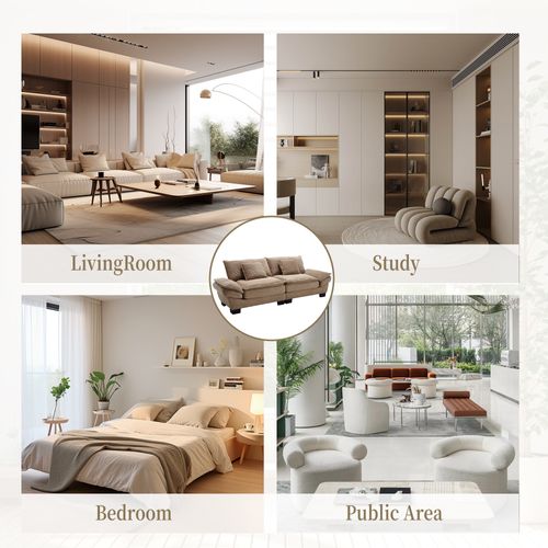 Canapé 2 Places - Assise Confortable - Coussins - Idéal Salon Bureau Chambre - Velours côtelé - Kaki