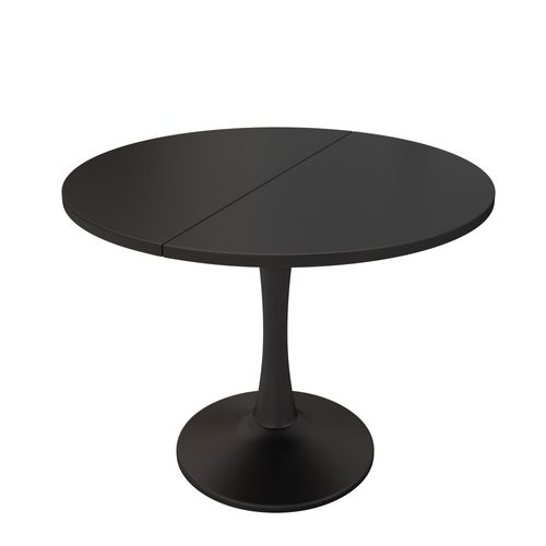 Table à Manger Ovale Extensible - Plateau Mdf - Design Élégant - Noir