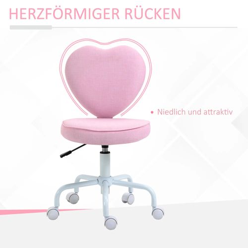 Chaise De Bureau - Chaise De Coiffeuse Réglable Avec Assise Cœur - Compacte En Mousse - Rose