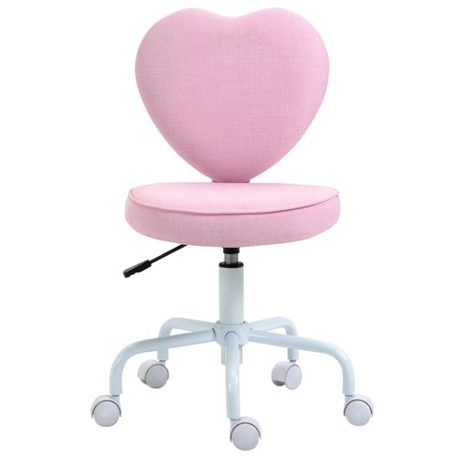 Chaise De Bureau - Chaise De Coiffeuse Réglable Avec Assise Cœur - Compacte En Mousse - Rose