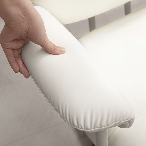 Fauteuil De Bureau Ergonomique -pivotante Avec Repose-pieds -réglable En Hauteur - Simili -blanc