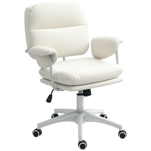 Fauteuil De Bureau Ergonomique -pivotante Avec Repose-pieds -réglable En Hauteur - Simili -blanc