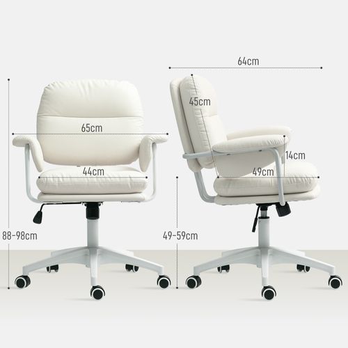 Fauteuil De Bureau Ergonomique -pivotante Avec Repose-pieds -réglable En Hauteur - Simili -blanc
