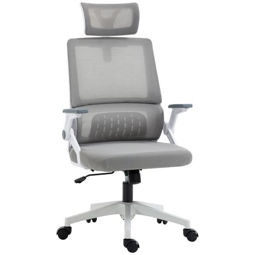 Fauteuil De Bureau - Appui-tête Et Soutien Lombaire - Accoudoirs Ajustables - Pivotante - Mesh -gris